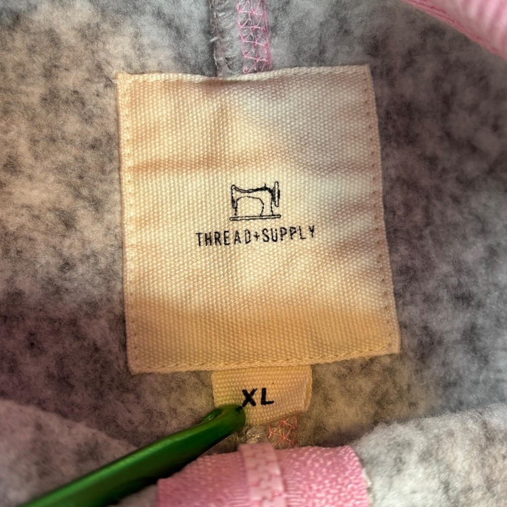 Thread & Supply Grey Pink‎ Hivo Pink Frosting Quarter Zip Fleece Pullover XL - Picture 3 of 8